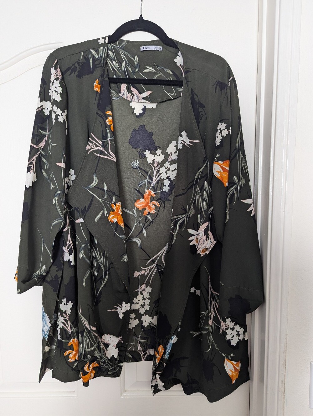 Olive Green Floral Draped Blazer
